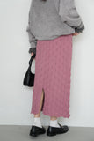 スモッキングミドル丈ニットスカート　PINK
