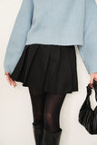 ヘザーツイルプリーツミニスカート　BLACK