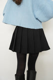 ヘザーツイルプリーツミニスカート　BLACK