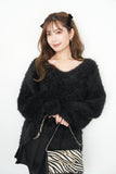 【大人気】フェザーニットトップス　BLACK