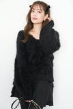 【大人気】フェザーニットトップス　BLACK