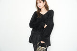 【大人気】フェザーニットトップス　BLACK