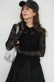 ストレッチレースシャツ　BLACK