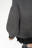 ロービングケーブルニットブルゾン  チャコール