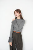 フリンジカフスニット　GRAY