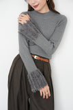フリンジカフスニット　GRAY