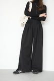 ピンタックワイドパンツ　BLACK