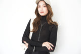 リブニットシームレスタートルトップス　BLACK