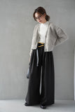 【SET】フェザーニットカーディガン（GRAY）×ピンタックワイドパンツ（BLACK）