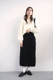 【SET】フェザーニットトップス（IVORY）×スモッキングミドル丈ニットスカート　（BLACK）