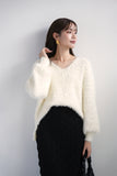【大人気】フェザーニットトップス　IVORY