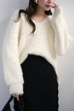 【大人気】フェザーニットトップス　IVORY