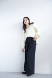 【SET】フェザーニットトップス（IVORY）×ピンタックワイドパンツ（NAVY）