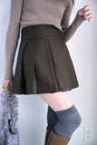 ヘザーツイルプリーツミニスカート　BROWN