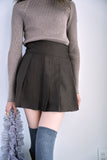 ヘザーツイルプリーツミニスカート　BROWN