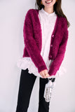 フェザーニットカーディガン　ワイン