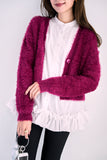 フェザーニットカーディガン　ワイン