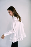 ブロード裾フリルブラウス　WHITE