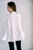 ブロード裾フリルブラウス　WHITE