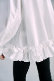 ブロード裾フリルブラウス　WHITE