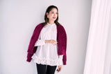 フェザーニットカーディガン　ワイン