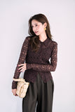 ストレッチレースシャツ　BROWN