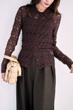 ストレッチレースシャツ　BROWN