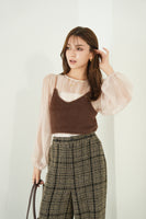 シアーブラウス×シャギービスチェセット　BEIGE
