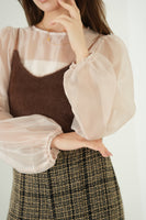 シアーブラウス×シャギービスチェセット　BEIGE