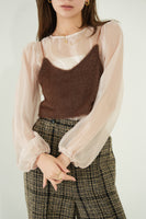 シアーブラウス×シャギービスチェセット　BEIGE