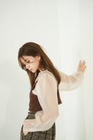 シアーブラウス×シャギービスチェセット　BEIGE