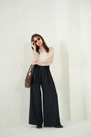 ピンタックワイドパンツ　NAVY