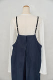 ハイウェストピンストライプサロペット　NAVY