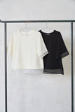 シアーミックスブラウスTシャツ　BLACK