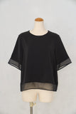 シアーミックスブラウスTシャツ　BLACK