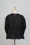ペプラムギャザーブラウス　BLACK