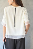 シアーミックスブラウスTシャツ　オフホワイト