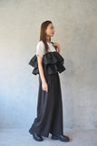 【SET】ドッキングフリルTシャツ（MIX）×ピンタックワイドパンツ（BLACK）