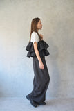 【SET】ドッキングフリルTシャツ（MIX）×ピンタックワイドパンツ（BLACK）