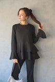 ペプラムブラウス　BLACK