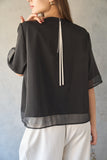 シアーミックスブラウスTシャツ　BLACK
