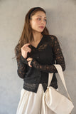 ストレッチレースシャツ　BLACK