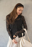 ストレッチレースシャツ　BLACK