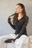 ストレッチレースシャツ　BLACK
