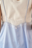 マットサテンレースキャミソール　BLUE