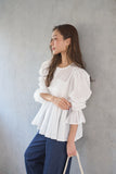 ペプラムギャザーブラウス　WHITE