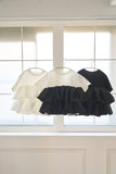 【残りわずか！】ドッキングフリルTシャツ　BLACK