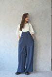 ハイウェストピンストライプサロペット　NAVY