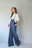 ハイウェストピンストライプサロペット　NAVY