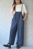 ハイウェストピンストライプサロペット　NAVY